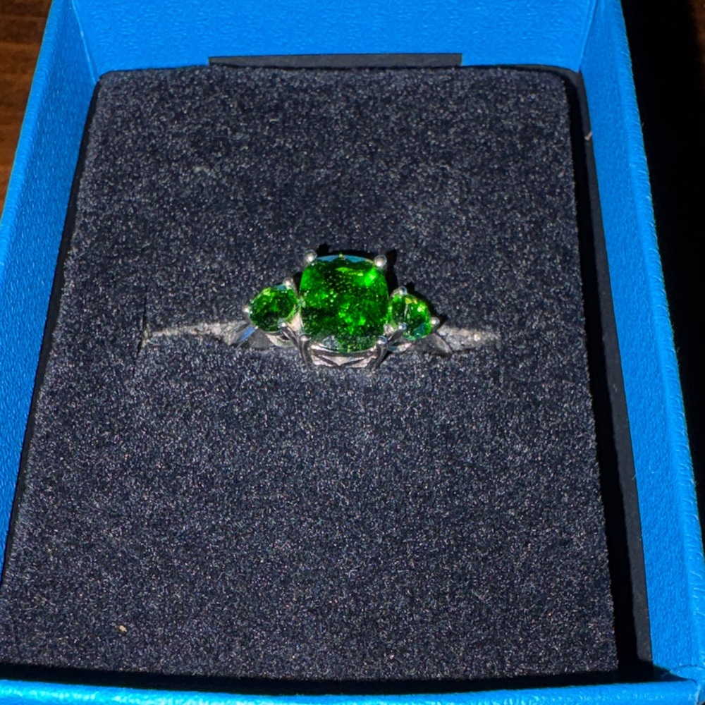 JTV Silver Ring with Lush Green Stones